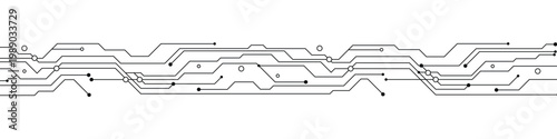 Abstract circuit board pattern with lines and dots, digital technology and connectivity vector illustration