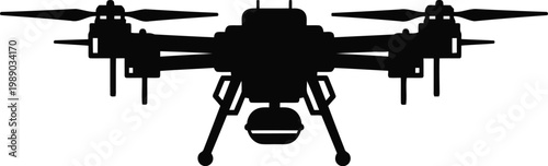drone silhouette, black, isolated on white background, aerial, robotic, modern technology