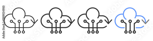 The Ultimate cloud Styles with Variations Line of icon set vector illustration