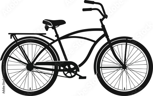 Vintage black bicycle with single gear and curved frame, ideal for city cruising and casual riding