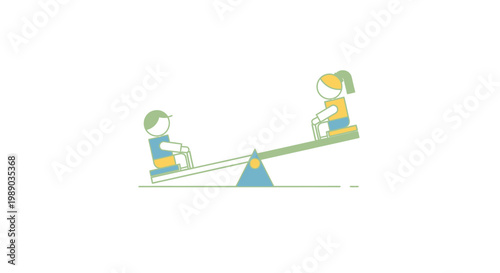 Children Playing on a Seesaw.