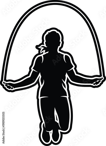 Jumping Rope Silhouette, Fitness Icon, Exercise Illustration, Sport Graphics
