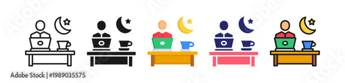 Night Shift Multiple Style Icon Set Collection. 