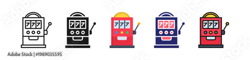 Slot Machine Multiple Style Icon Set Collection. 