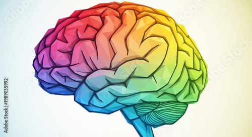 A vibrant, colorful illustration of the human brain, symbolizing creativity and cognitive processes.