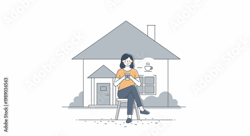 Woman Holding a Large Key Outdoors.