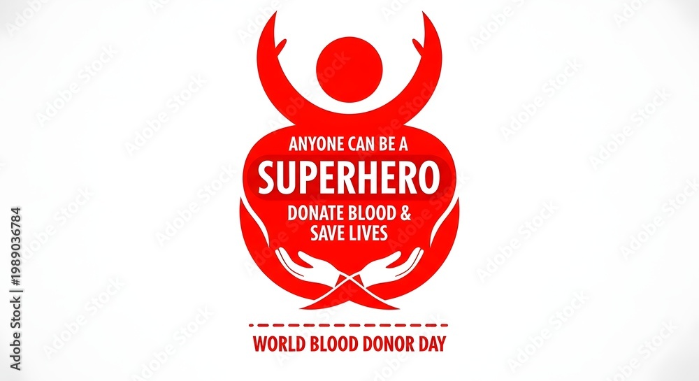 Obraz premium Red superhero logo for world blood donor day on white background