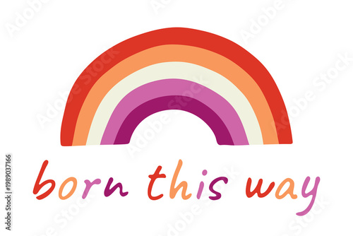 Colorful rainbow shape Lesbian pride flag Happy pride day LGBTQIA community Pride Month Vector hand drawn doodle for posters, stickers, logo, cards