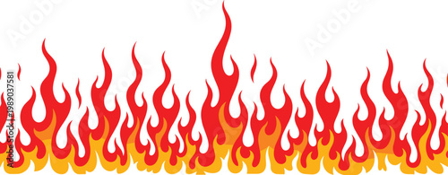 Title: Realistic Fire Flames Border Illustration with Burning Blaze Effect for Heat, Danger, Energy, and Inferno Themed Design Backgrounds