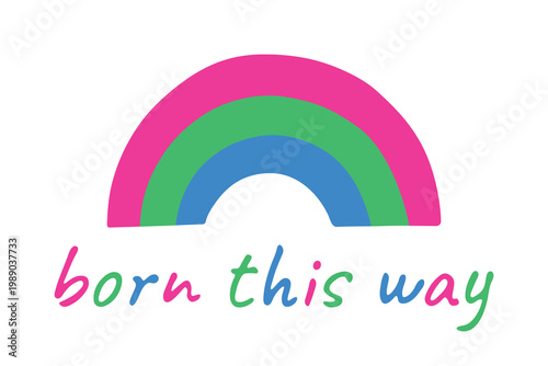 Colorful rainbow shape Polysexual pride flag Happy pride day LGBTQIA community Pride Month Vector hand drawn doodle for posters, stickers, logo, cards