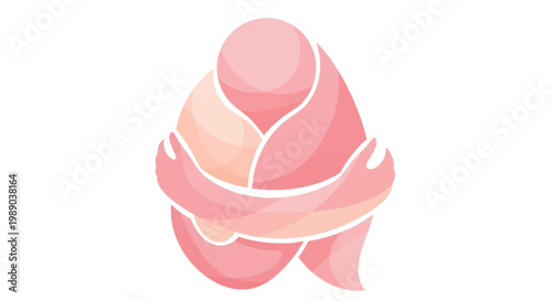 Abstract illustration of two figures embracing in a warm, comforting hug, symbolizing love and connection.