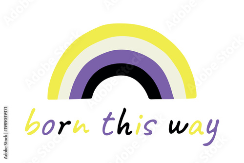 Colorful rainbow shape Non-binary pride flag Happy pride day LGBTQIA community Pride Month Vector hand drawn doodle for posters, stickers, logo, cards