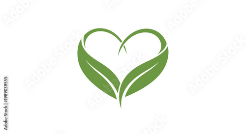 Green heart shaped leaf eco friendly symbol.