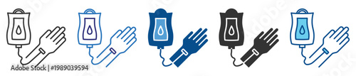 Blood transfusion icon set multiple style collection