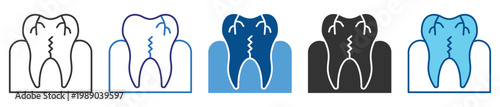 Toothache icon set multiple style collection