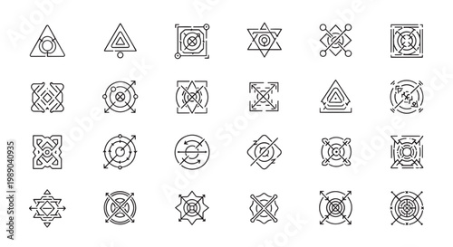 DeFi Ecosystem and Blockchain Finance Sacred Geometry Icons