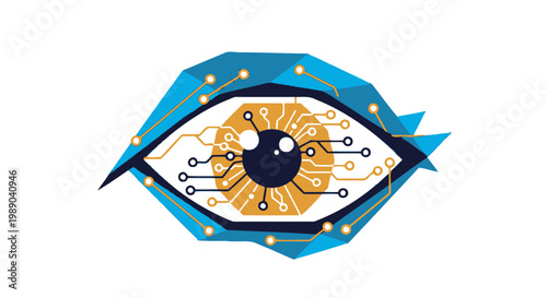 Closeup of a futuristic eye.