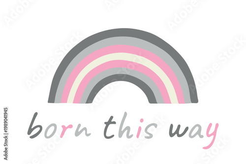 Colorful rainbow shape Demigirl pride flag Happy pride day LGBTQIA community Pride Month Vector hand drawn doodle for posters, stickers, logo, cards