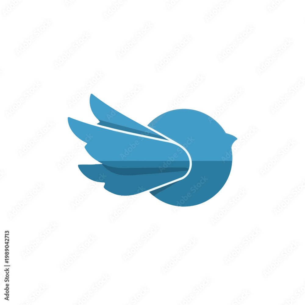 Obraz premium Blue bird logo, abstract, minimalist, flying, social media icon