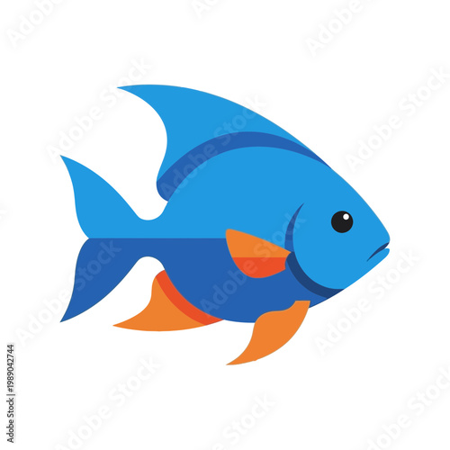 Blue Fish Illustration - Tropical Marine Life