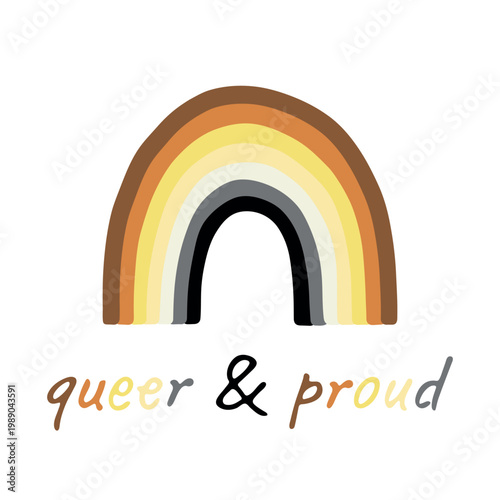 Colorful rainbow shape Bear brotherhood pride flag Happy pride day LGBTQIA community Pride Month Vector hand drawn doodle for posters, stickers, logo, cards