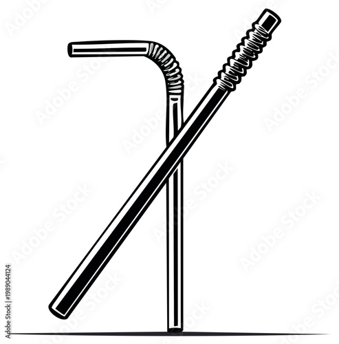 Two Drinking Straws One Flexible and One Straight Showing Different Designs and Styles