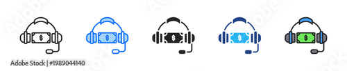 Customer Service Cost Icon Set Multiple Style Collection