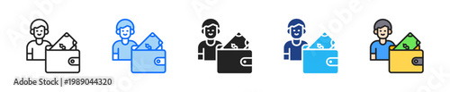 Customer Wallet Icon Set Multiple Style Collection