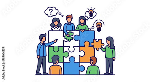 People working together on puzzle pieces 1.