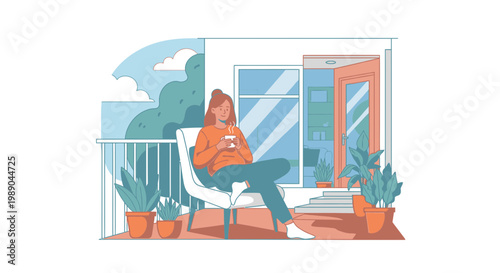 Woman Sitting on Chair Relaxing Alone.