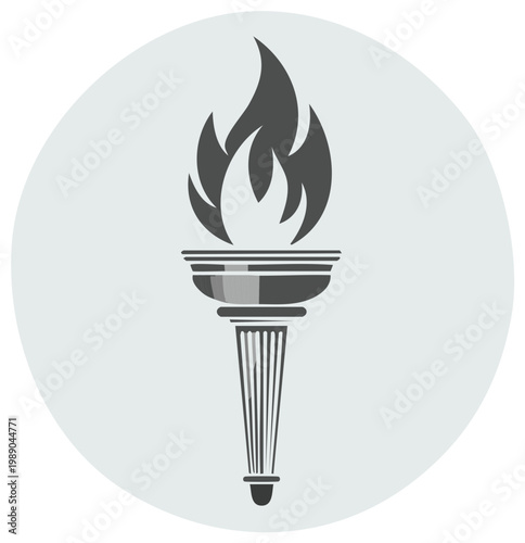 Torch icon illustration with flames on a light gray circle background