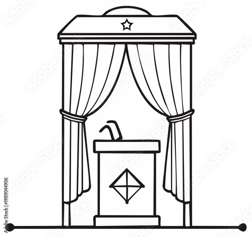 Orator Podium with Drapes and Star Decoration for Speeches and Presentations