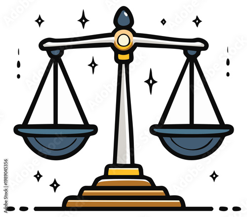 Classic balancing scales symbolizing justice and legal fairness on a white background
