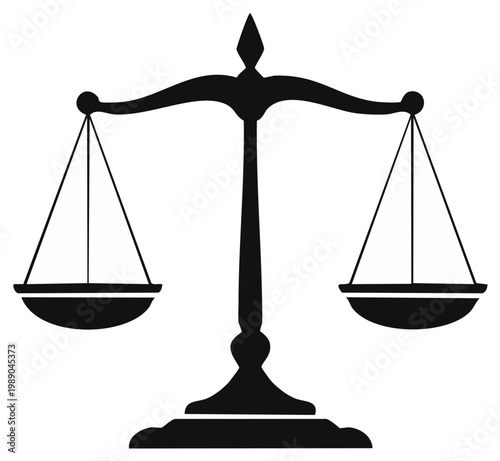 Balance Scales Illustration for Law Justice and Equality Symbol Simple Black and White Vector Graphic Icon