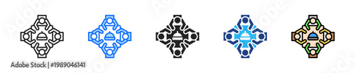 Family Dinner Icon Set Multiple Style Collection