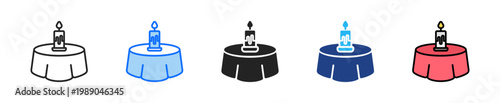 Dinner Candle Icon Set Multiple Style Collection