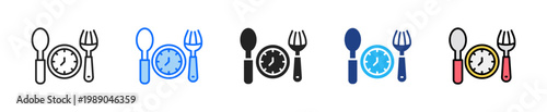Dinner Time Icon Set Multiple Style Collection