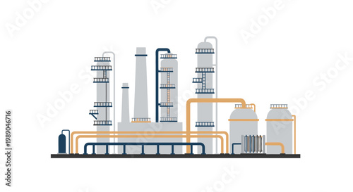 Industrial factory plant facility structure.