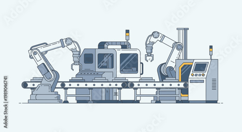 Industrial robotic arms in factory 1.