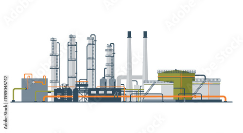 Industrial factory with smokestacks and pipes 3.