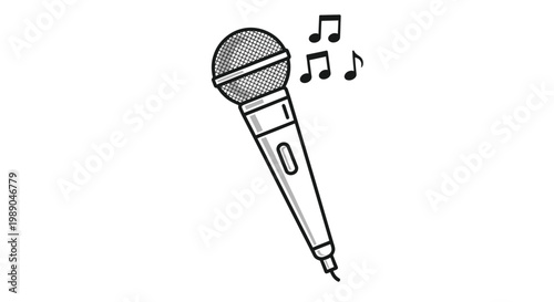 Microphone with music notes around it 1.