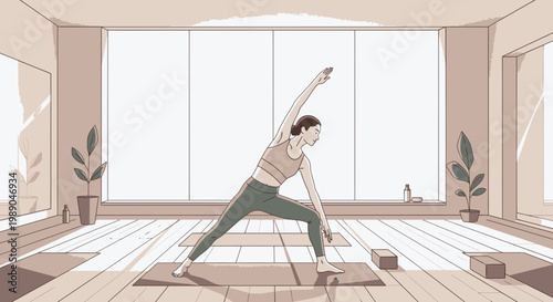 Woman doing yoga in studio.