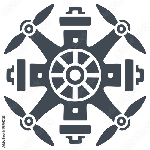Drone Quadcopter Icon Graphic Illustration UAV Aircraft Surveillance Air Vehicle