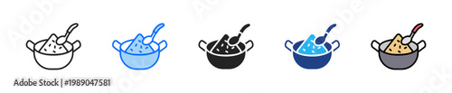 Dinner Curry Icon Set Multiple Style Collection