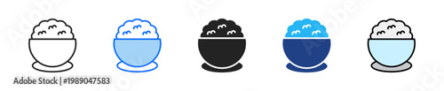 Dinner Rice Icon Set Multiple Style Collection