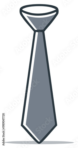 Simple Grey Necktie Vector Illustration for Business or Corporate Concepts