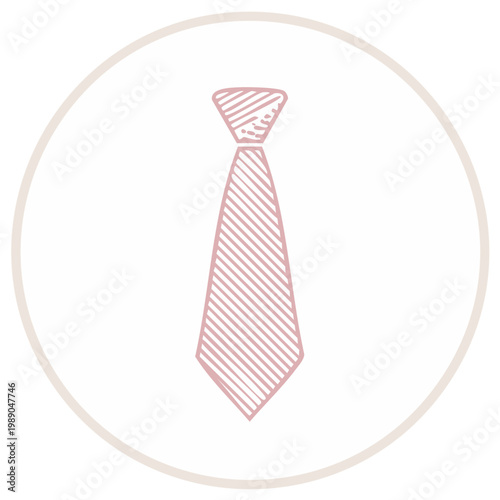 Hand-drawn necktie icon with stripes. Minimalist line art of a formal menswear accessory.