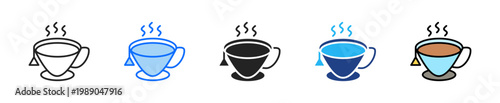 Dinner Tea Icon Set Multiple Style Collection