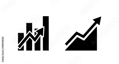 Business growth and financial progress icons with business, progress