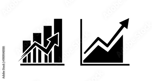 Growth chart and arrow icon set for business and finance concepts